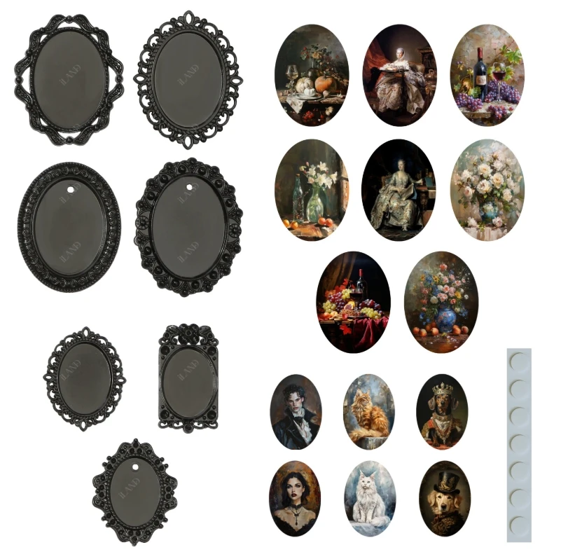 1:12 Miniature Vintage Oil Painting Framed Photos Dollhouse Accessories 1：6 Mini Wall Picture Dollhouse Kids Toys Supplies