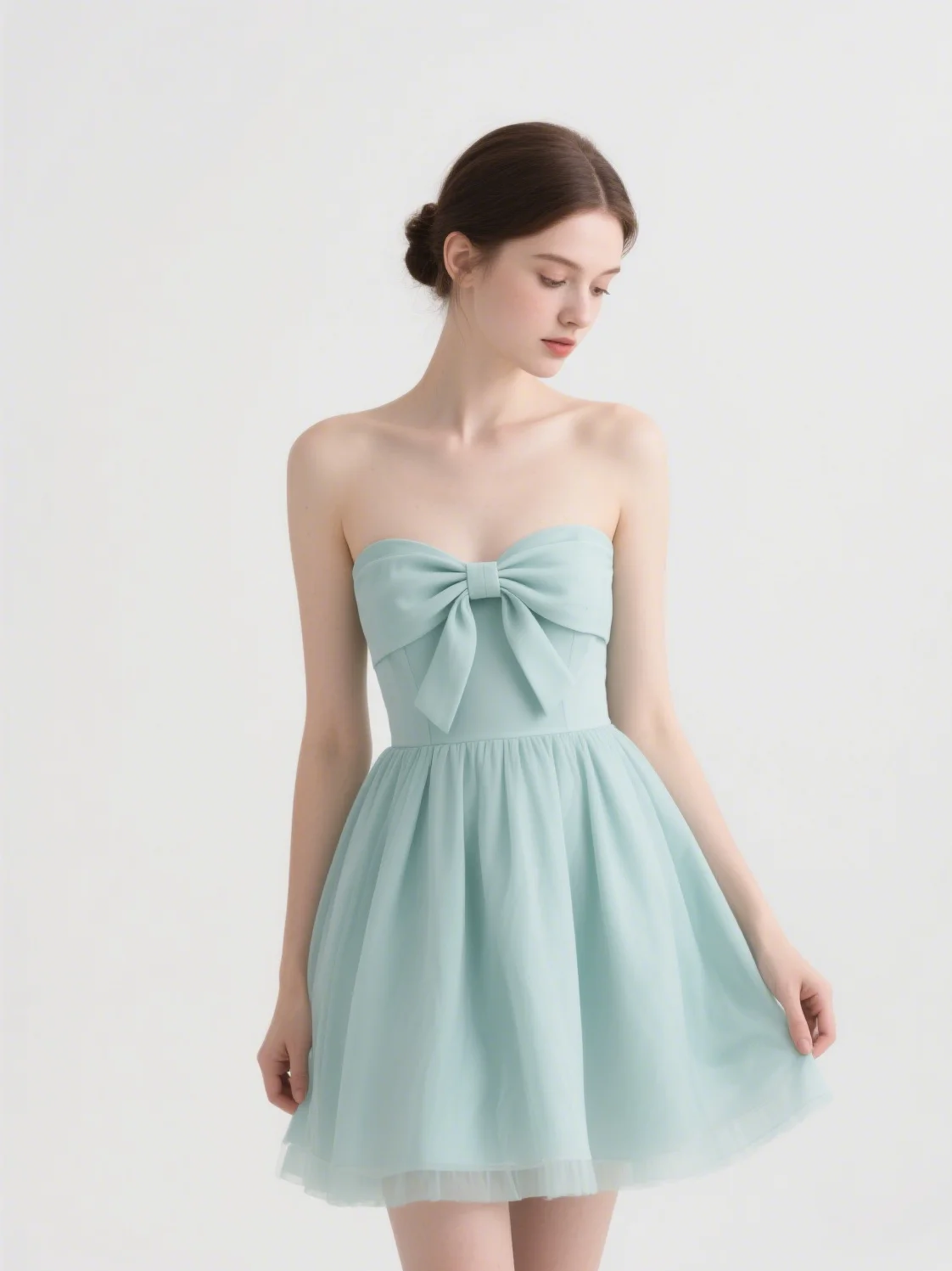 

Sweet Modern A-Line Cocktail Party Prom Gown Strapless Mini Bow Knot Chiffon Sleeveless Homecoming Dress 2025 Free Customized