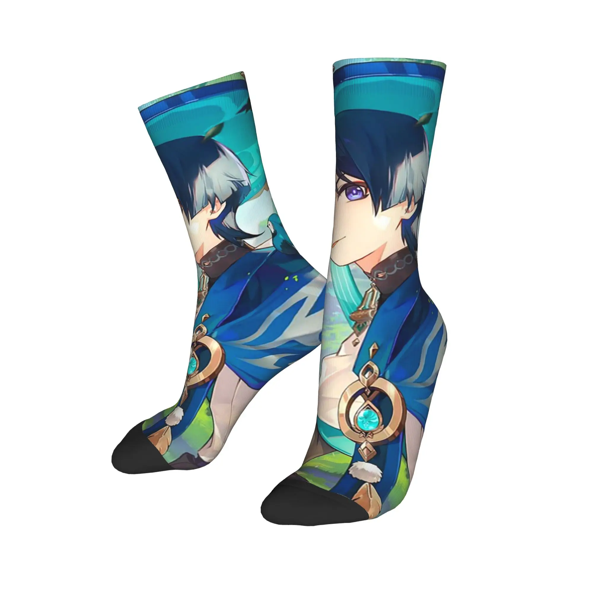 

All Seasons Crew Stockings Wanderer Scaramouche Genshin Impact Game Socks Harajuku Hip Hop Long Socks Accessories for Men Women