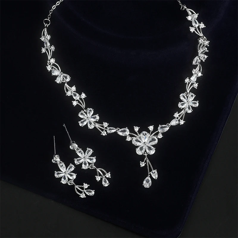 

JADE ANGEL Women Jewelry Set Zircon Crystal Necklace Wedding Accessories Bridal Jewelry Women's Earrings