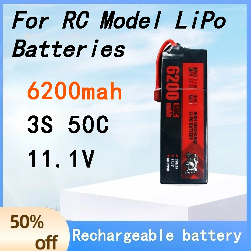 

Battery 6200mAh 11.1V 3S 50C Racing Model Car Lithium Battery High Magnification Persistent Standby for RC Model LiPo Batteries
