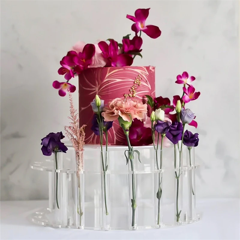 Acrylic Cake Display Board Round Cake Edge Smoother Scraper Tray DIY Refillable Flowers Board Base Clear Cake Stand Tools Decor