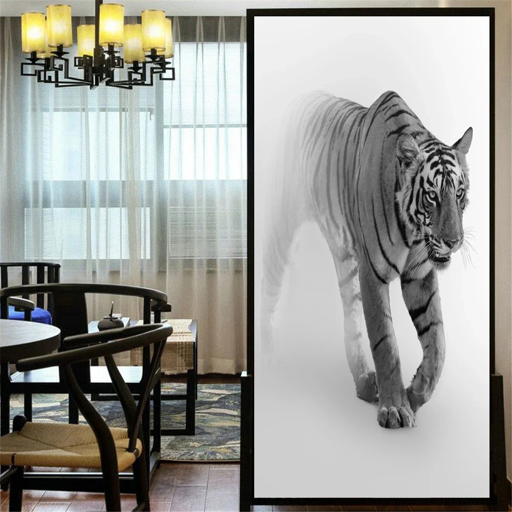 Privacy Window Film Static Cling No Glue Decorative Cheetah Window Coverings Glass Window Sticker for Home