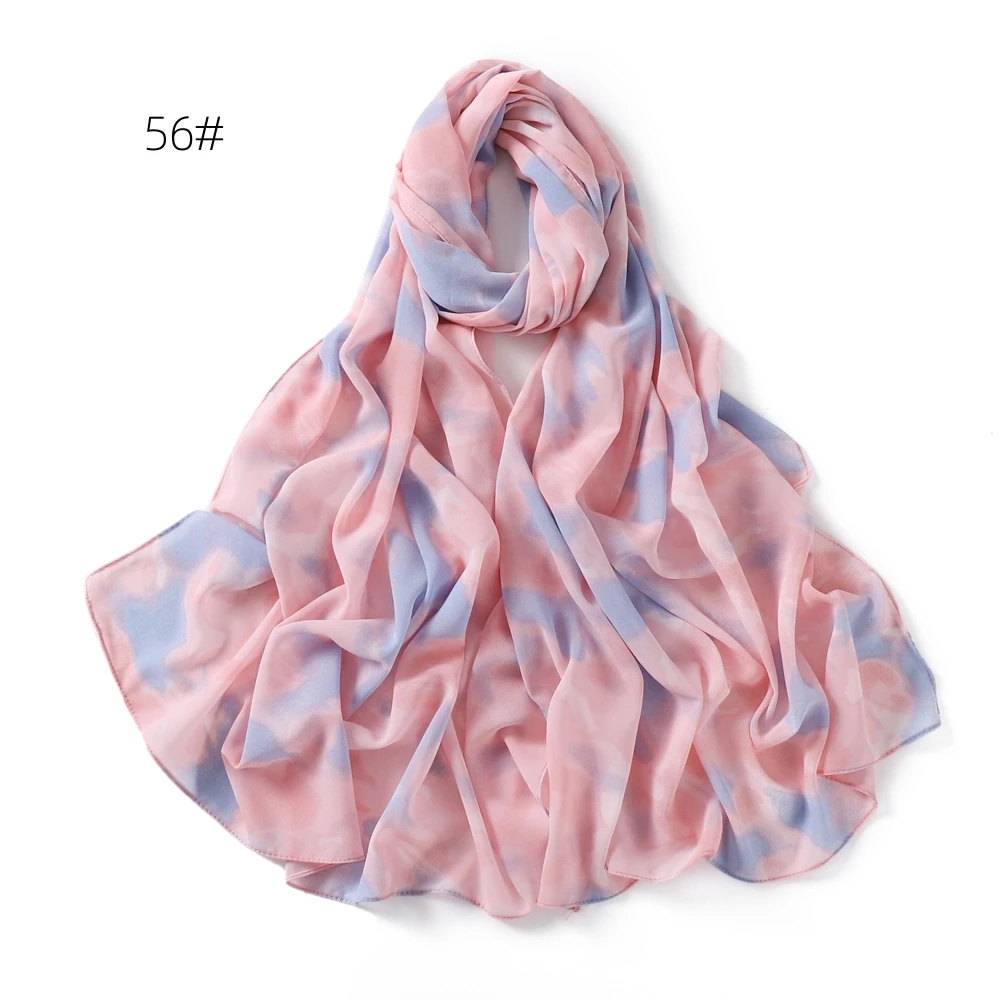 Pañuelo para la cabeza de gasa para mujer musulmana, chal de alta calidad, diadema femenina, Hijab con estampado Floral, estolas de cuatro LEDs