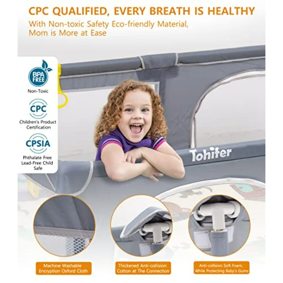 Box per bambini con tappetino Grande cortile da gioco per bambini per bambini BPAFree Non tossico Sicuro Senza spazi vuoti Playards per neonati Interni ed esterni Extra L