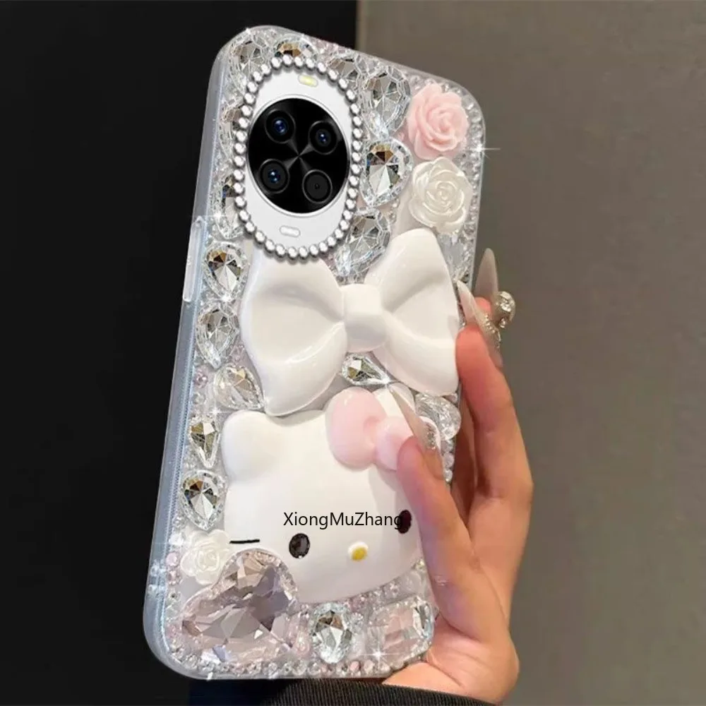 Sanrio Hello Kitty Luxus Glitzer Strass Schleife Hülle für Huawei Mate 80 70 60 50 Pura 80 Ultra 70 P60 Nova 15 11 12 13 14 – Detail 4