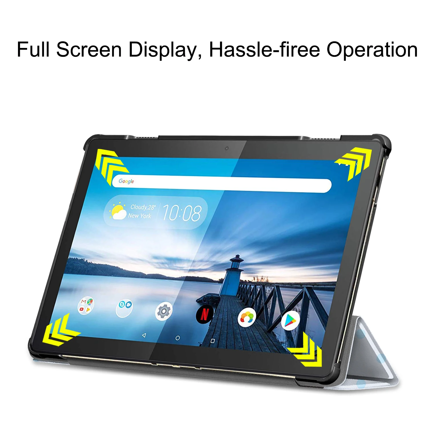 حافظة حماية جلدية بحامل ثلاثي الطي بطباعة نمط مقاوم للغبار لجهاز Lenovo Tab M10 TB-X605F TB-X505F - بومة النوم