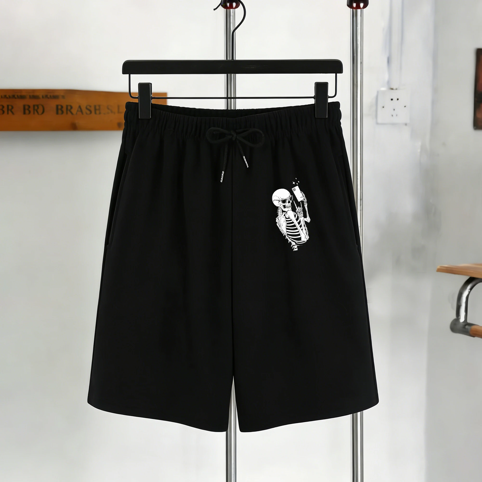 

Мужские летние шорты-карго с принтом «Скелеты, любящие фотографироваться», унисекс, мягкие, в уличном ретро-стиле, на шнурке