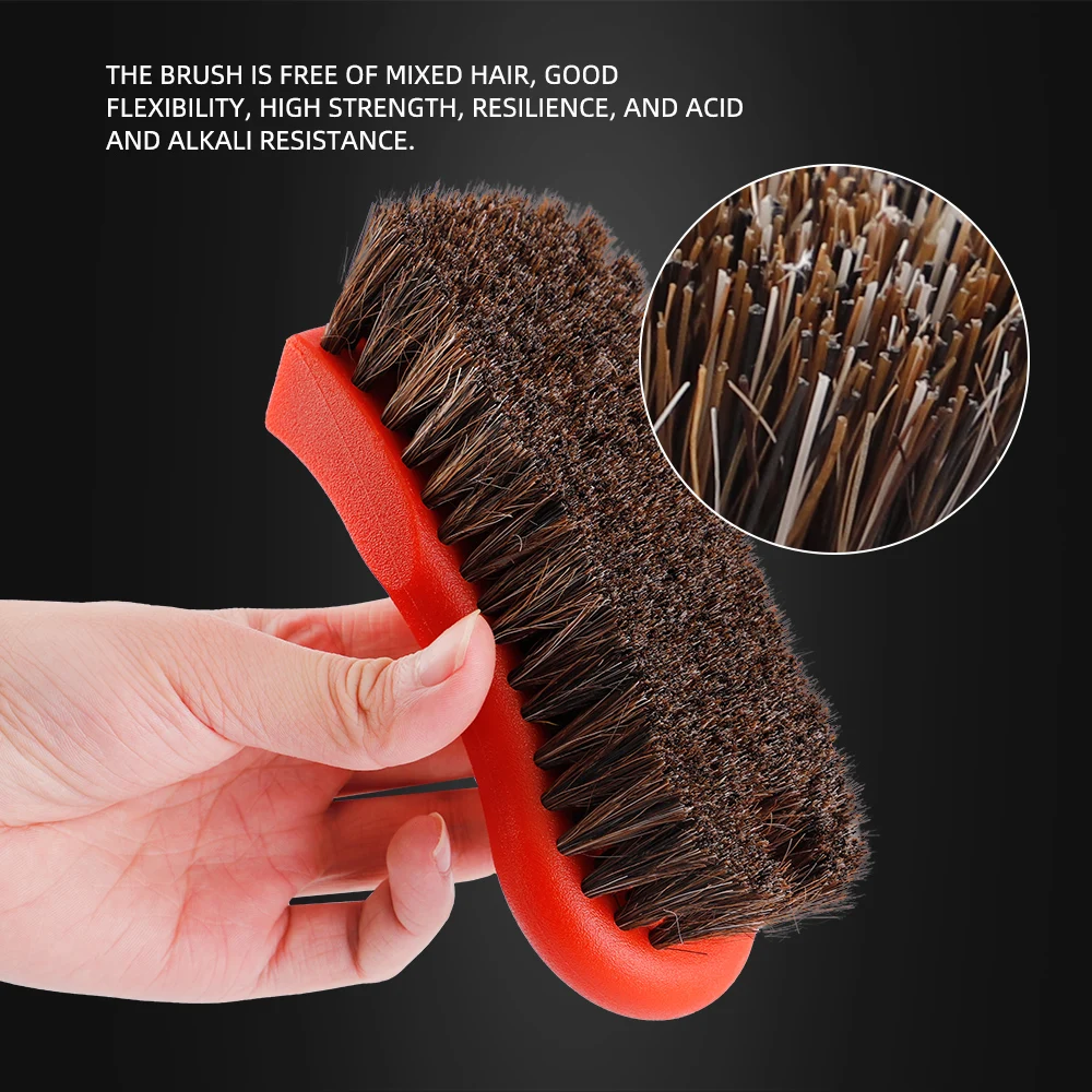 (Single Sale) SPTA Car Interior Cleaning Soft Horsehair Bristles Brush Tool Orange For Auto Leather Detailing Washing