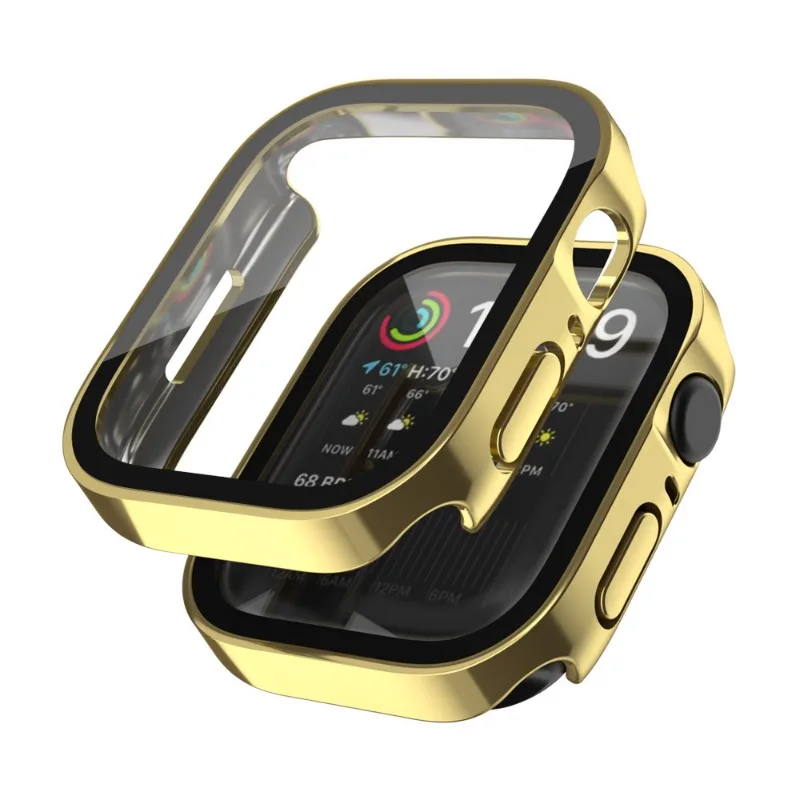 Wodoodporna obudowa zegarka szkło hartowane do Apple Watch Serie 8 7 pokrywa 40mm 44mm 41mm 45mm ochraniacz krawędź IWatch 6 SE 5 4