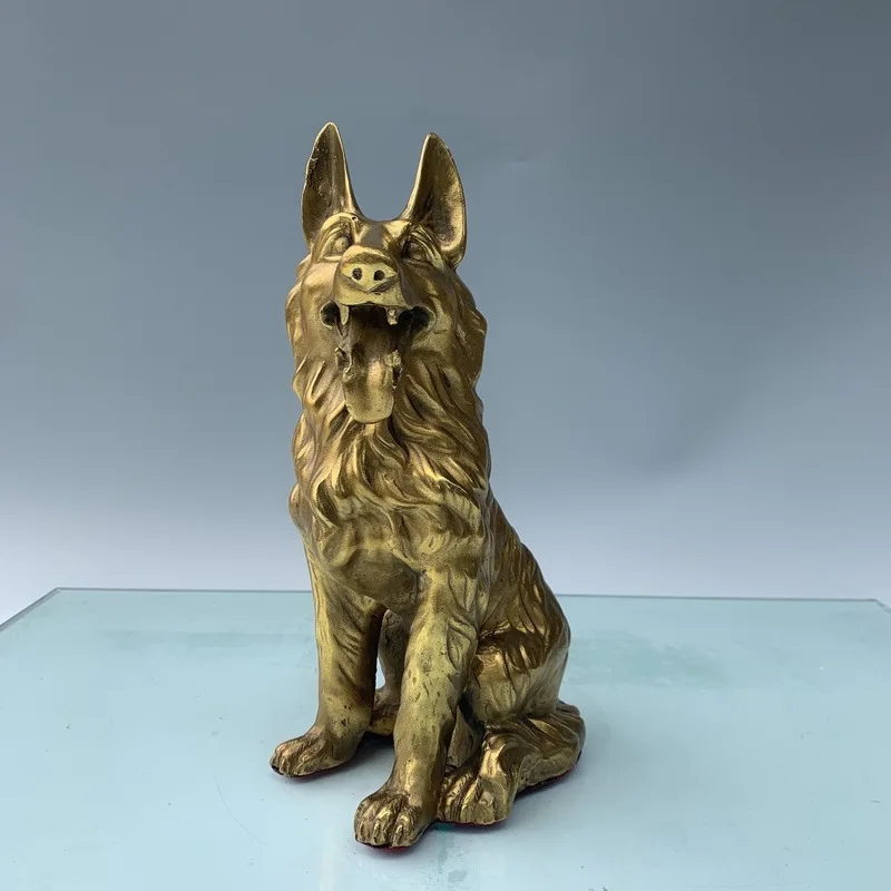 Exquisitely Crafted Ornament,Living Room Home Decor Craft Decoration Brass Wolf Dog Figurine