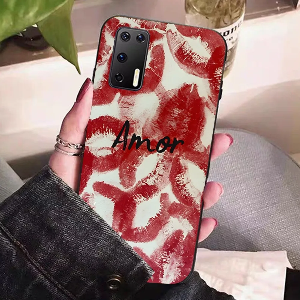 Hot Red Lip Print Phone Case For Huawei P 8 9 10 20 30 40 50 Pro Lite Psmart Honor 10 Lite 70 Mate 20lite