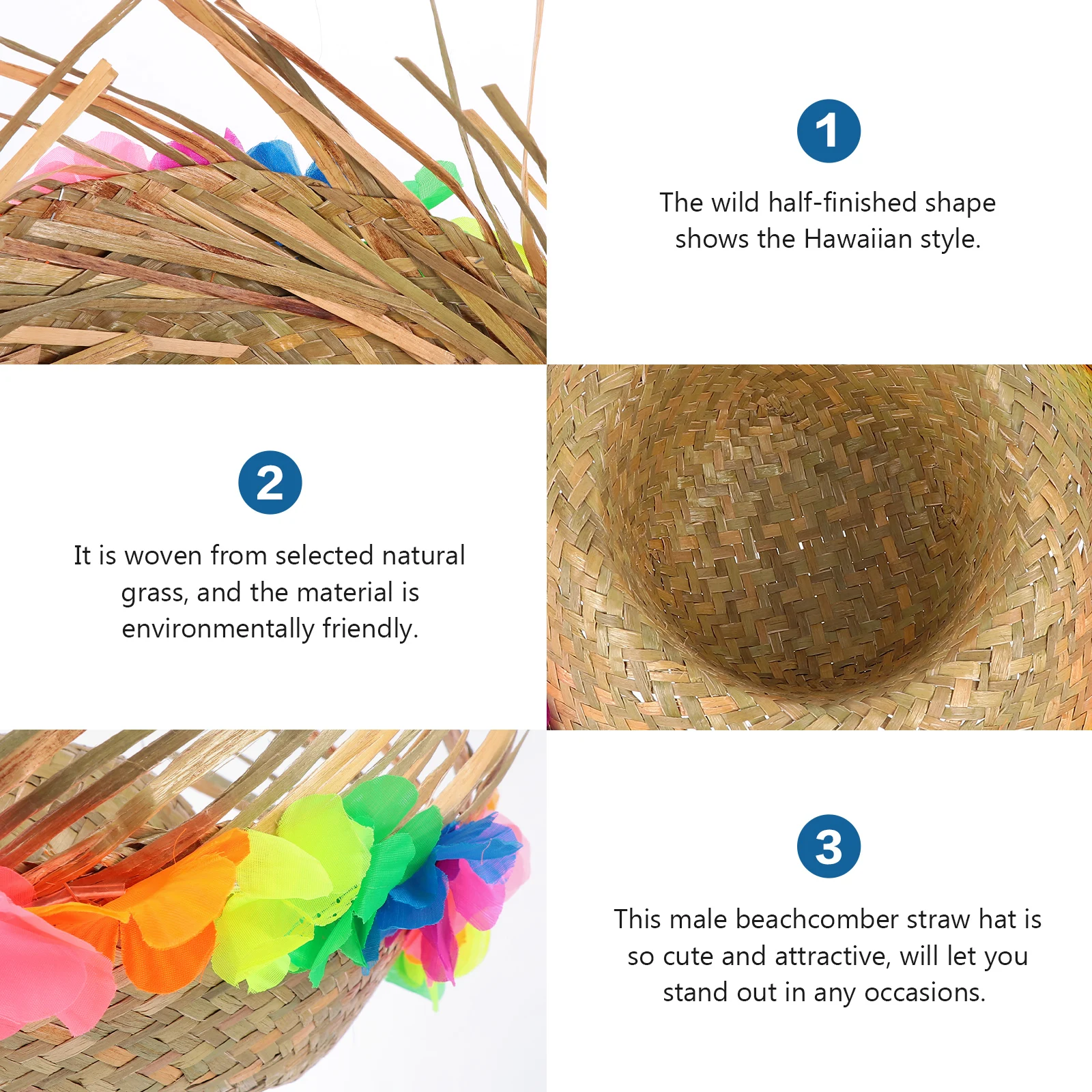 

1pc Hawaiian Lei Straw Hat Garland Sunflower Hat for Women Men Luau Party Fancy Dress Costume beach holiday Photography props