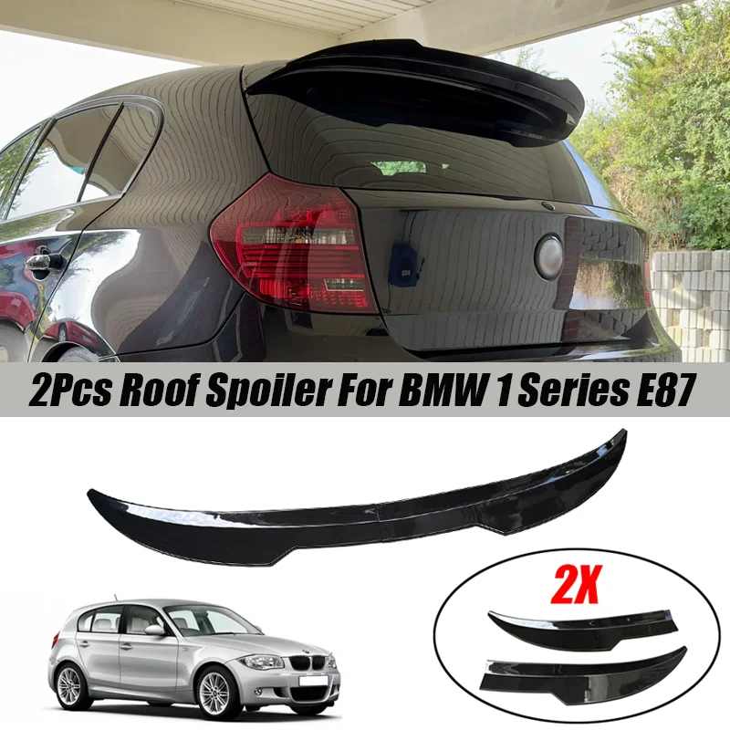 Image of 2 Stück 99cm Auto-Dachheckspoiler für BMW Zubehör 1er-Serie M E81 E82 E87 E88 2007-2013 Hochglanz Schwarz ABS