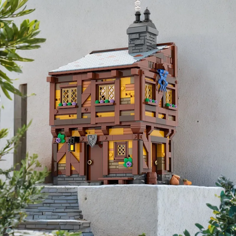 1590 個 MOC 中世の家 1 歴史的、素朴で詳細な DIY モデルビルディングブロック誕生日おもちゃギフト