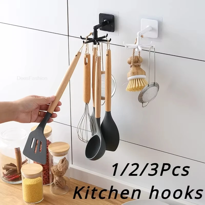 Bathroom Home Hook Wall. Kitchen Rotating Hooks Multipurpose 1/2/3PCS Storage Hat Organizer Rack Organization Decoration Garden