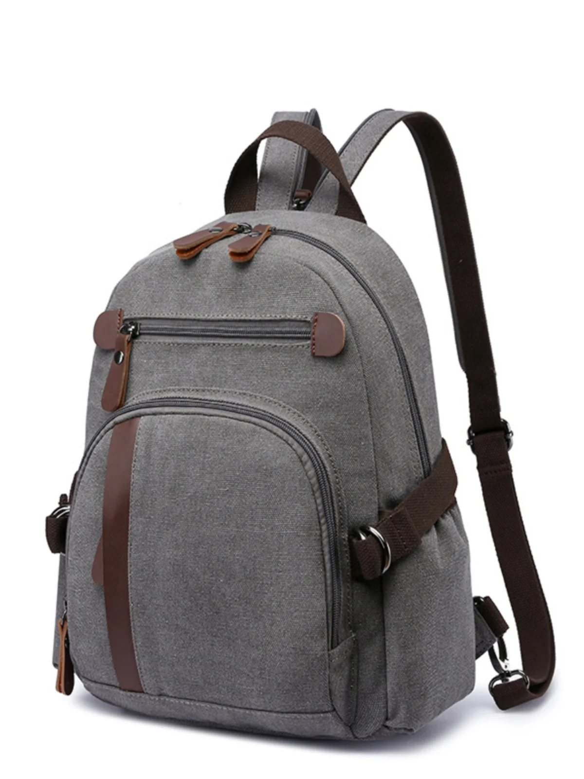 Small Canvas Backpack Leisure Sports Multi-Functional Chest Bag Casual Book Bag Hiking Bag for Men And Women Trendy view 3