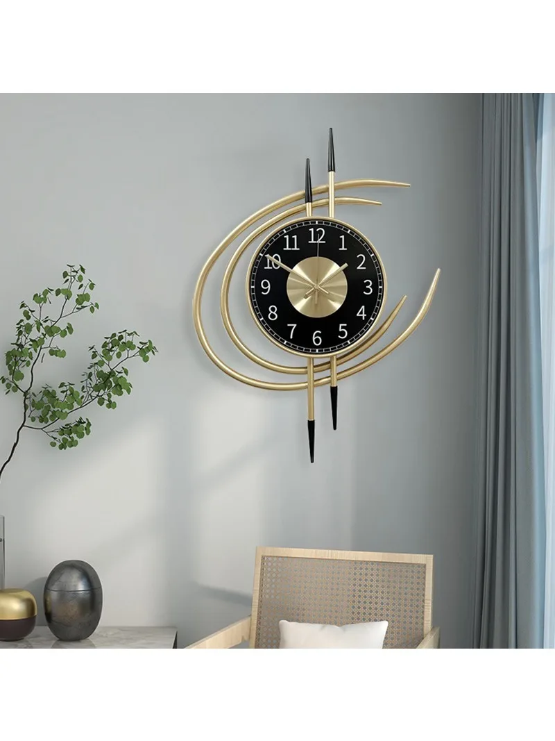 54cm Storm Eye Moderne Wanduhr, Große Schwarze Zifferblatt Metalluhr, Geräuschlos Analog, Gold Luxuriöse Dekoration für Wohnzimmer Schlafzimmer – Detail 3