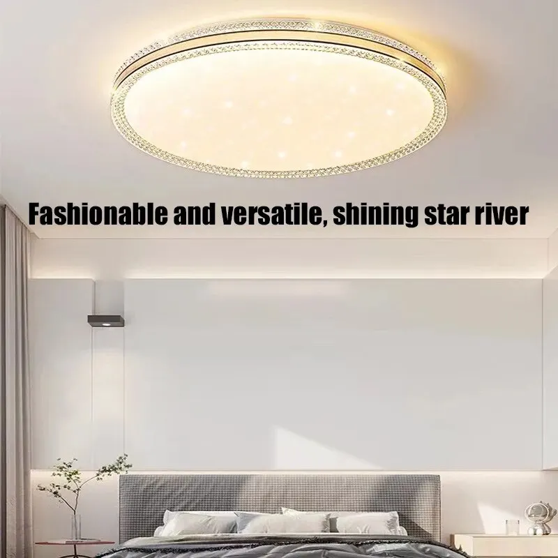 Plafonnier LED Simple et Luxueux avec Télécommande, Lampe d'Nikde Luxe, Noble, Ronde, pour Salon, Salle à Manger, Chambre à Coucher