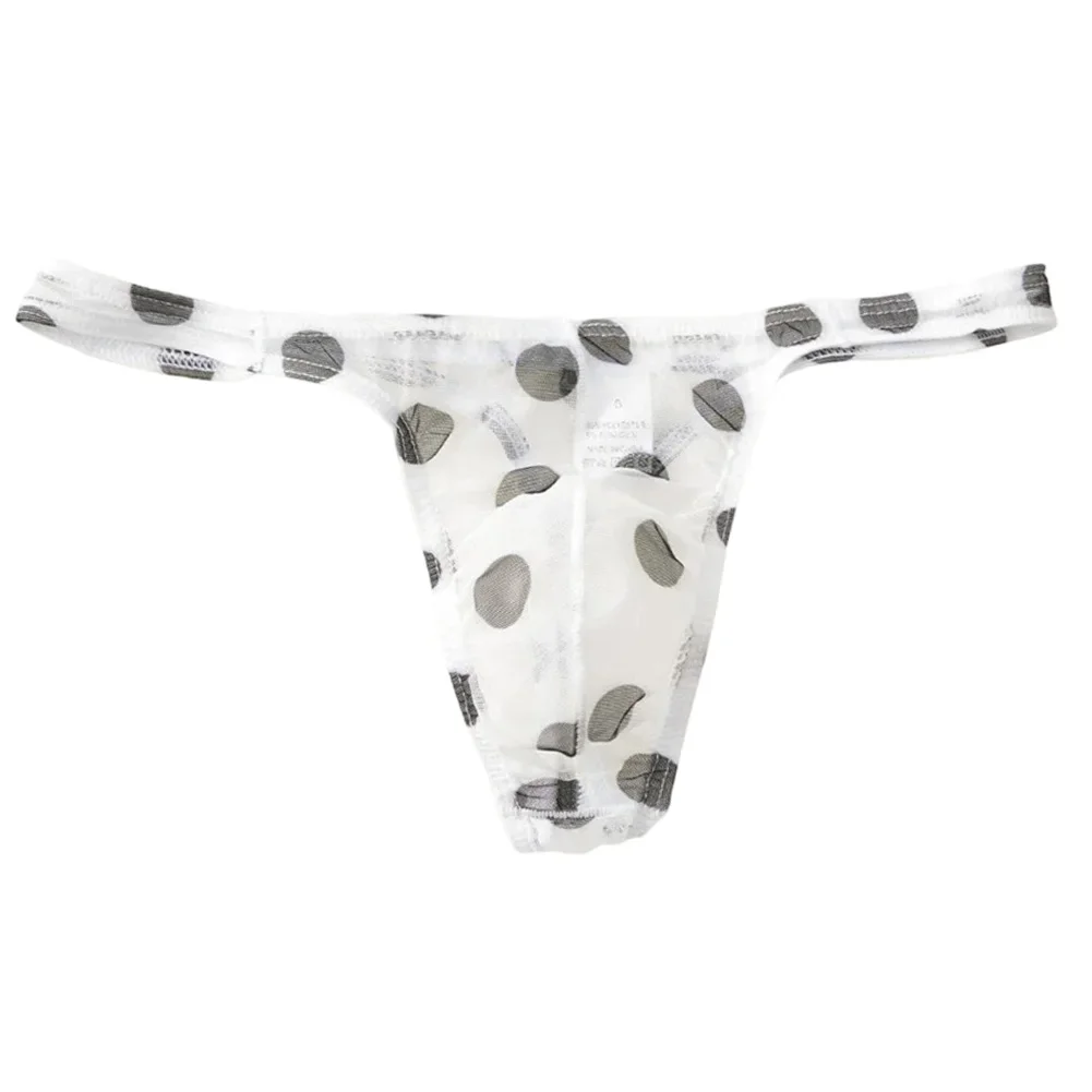 

Men Mesh Translucent Printed Underwear Thongs U Pouch Breathable Briefs G-string