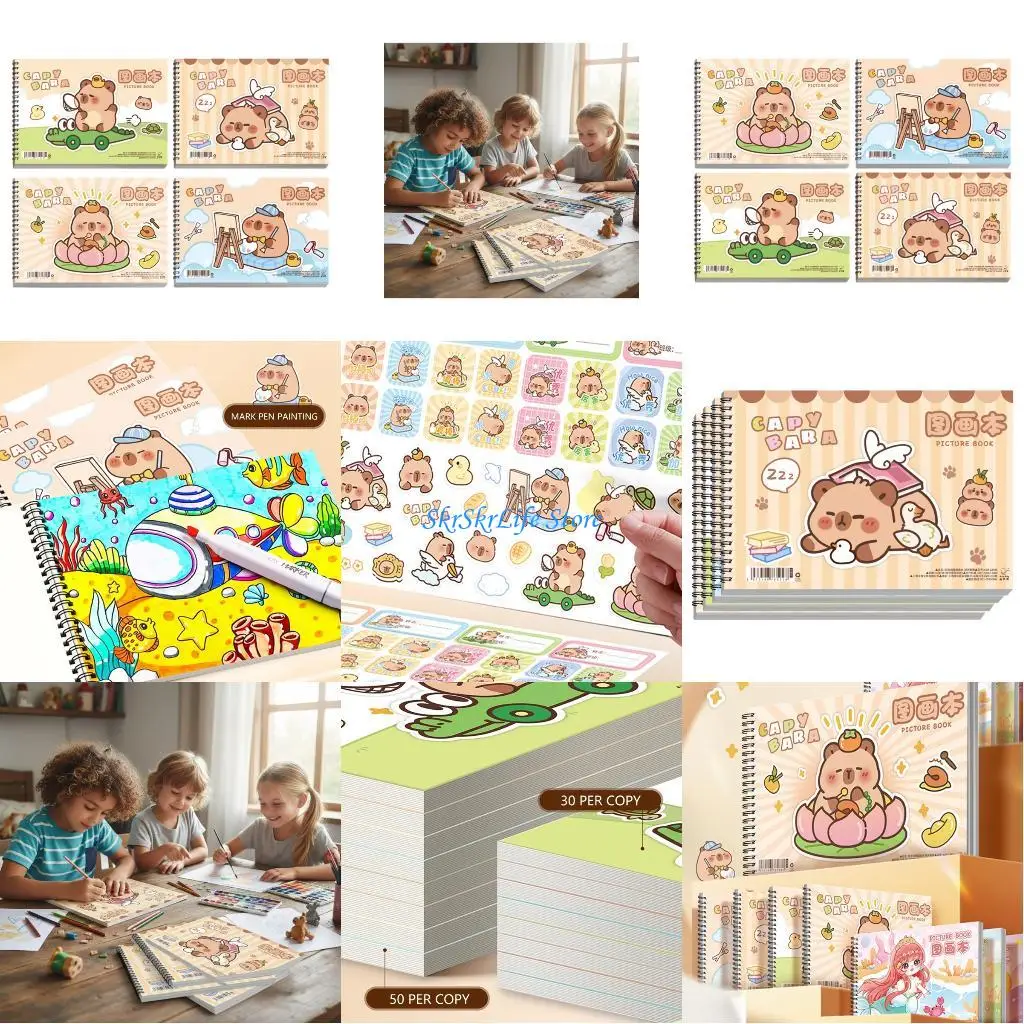 E65E دفتر رسم مزدوج لفائف 100GSM دفتر رسم ورقي سميك مجلة رسم محمولة لرسم الطالب الفنان #1