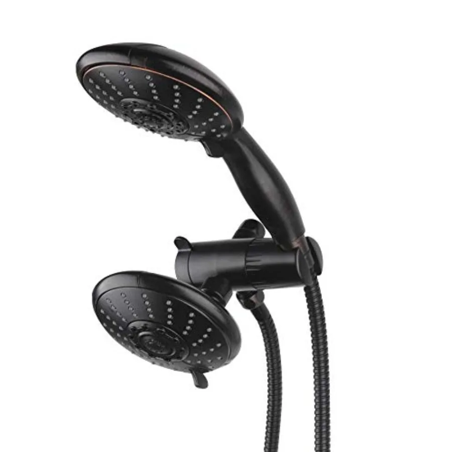 

Anti-Clog High Pressure Large Oil Rubbed Bronze Dual Shower Head 5-inch 5-Settings Shower Head with Handheld Spray Combo + 5 Fo