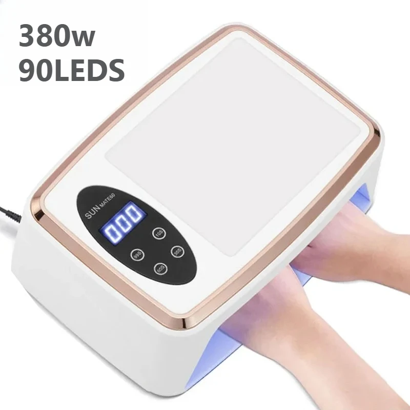 

НОВАЯ УФ-светодиодная лампа 90LEDS для маникюра, 380 Вт, профессиональная лампа для сушки гель-лака с подушкой для рук, мощная сушилка для ногтей