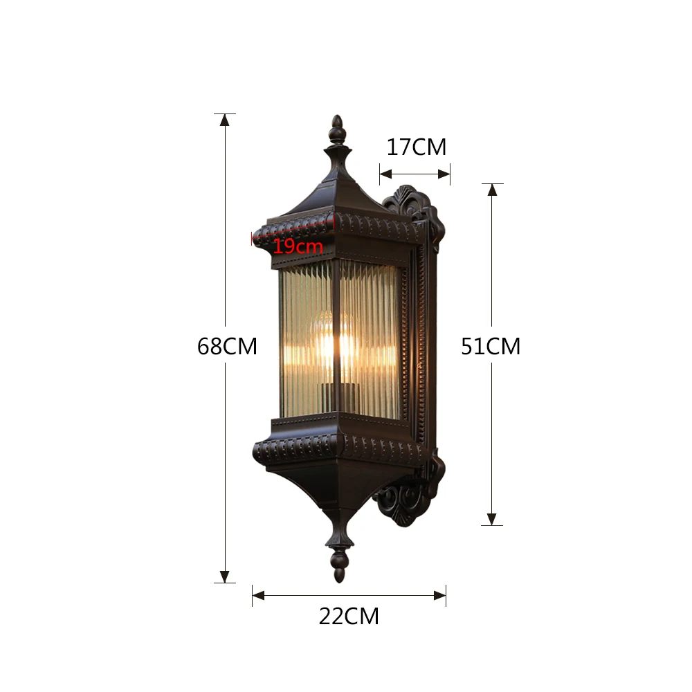 SANDIY Vintage Outdoor Wall Light Retro Porch Lamp Europe Villa Sconce Waterproof Exterior Garden Yard Luminaire Coffee E26/E27