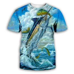 Summer Fishing 3D Print T-Shirts Men Women Hip Hop Short Sleeve T Shirt Oversized Outdoor Tees Harajuku Y2k Tops Kids Clothing