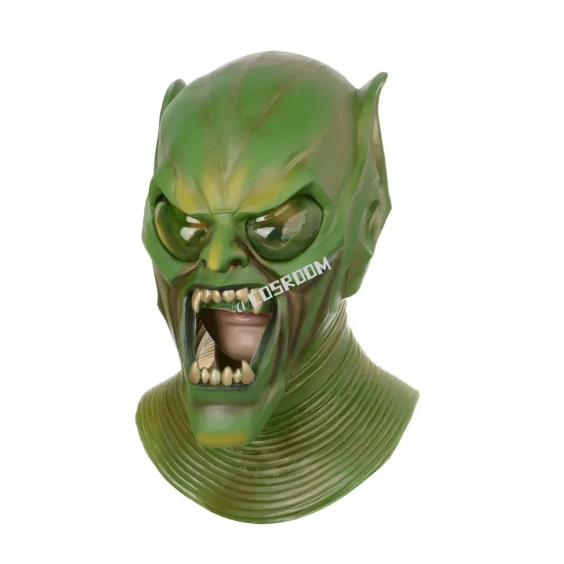 Máscara de Horror para Halloween, máscara de látex de cabeza completa, accesorios de Casa Encantada, suministros de fiesta, Goblin verde, Unisex