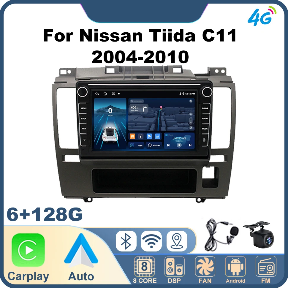 

Vehicle Audio Android 12 Car Radio Multimedia Player for Nissan Tiida C11 2004-2010 Androidauto Carplay 4G GPS Car Audio FM IPS