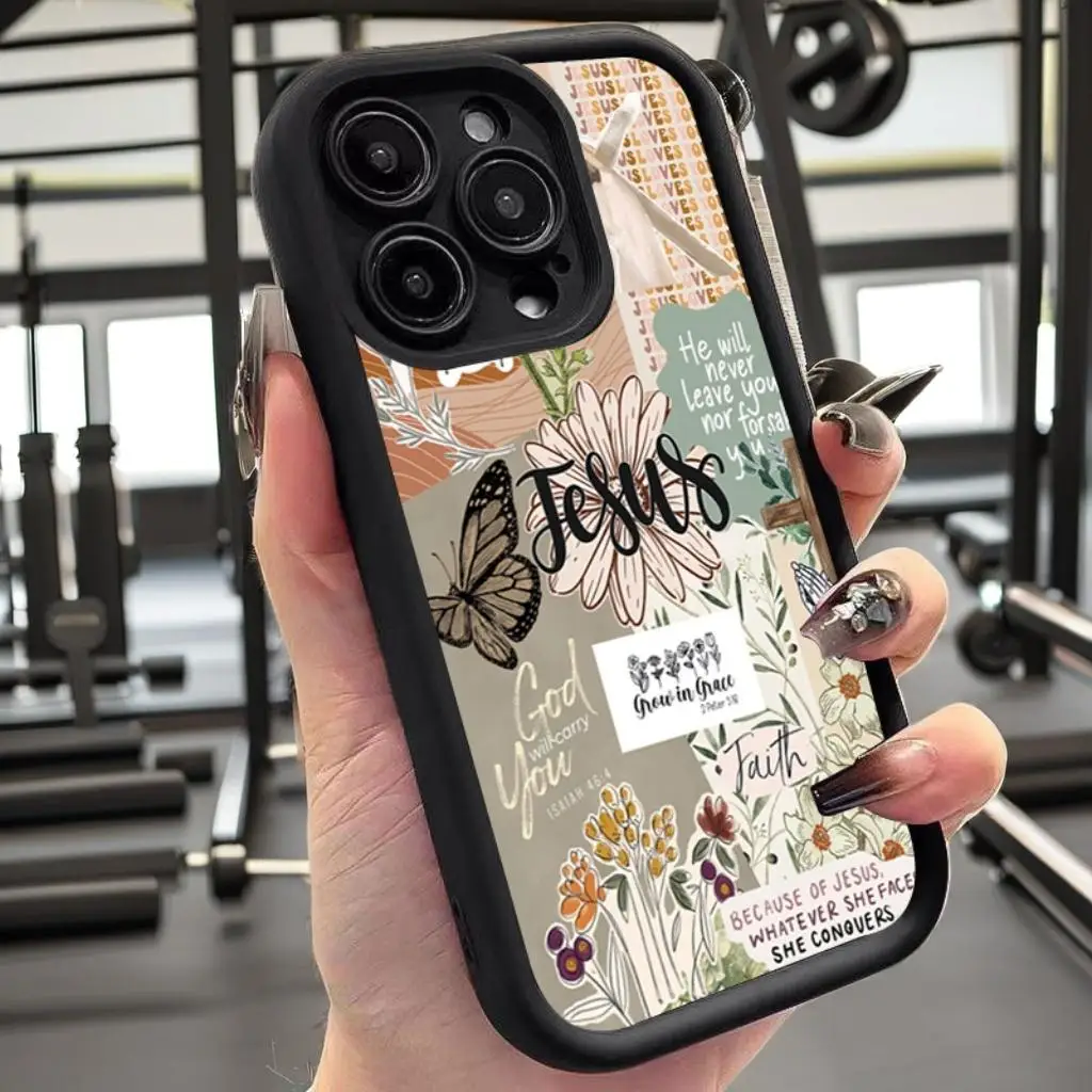 Funda de teléfono gruesa a prueba de golpes con diseño de Collage de Jesús para iPhone 16 Pro Max 16 15 14 13 12 11 Pro Max X XR XS 7 8 16 Plus SE2