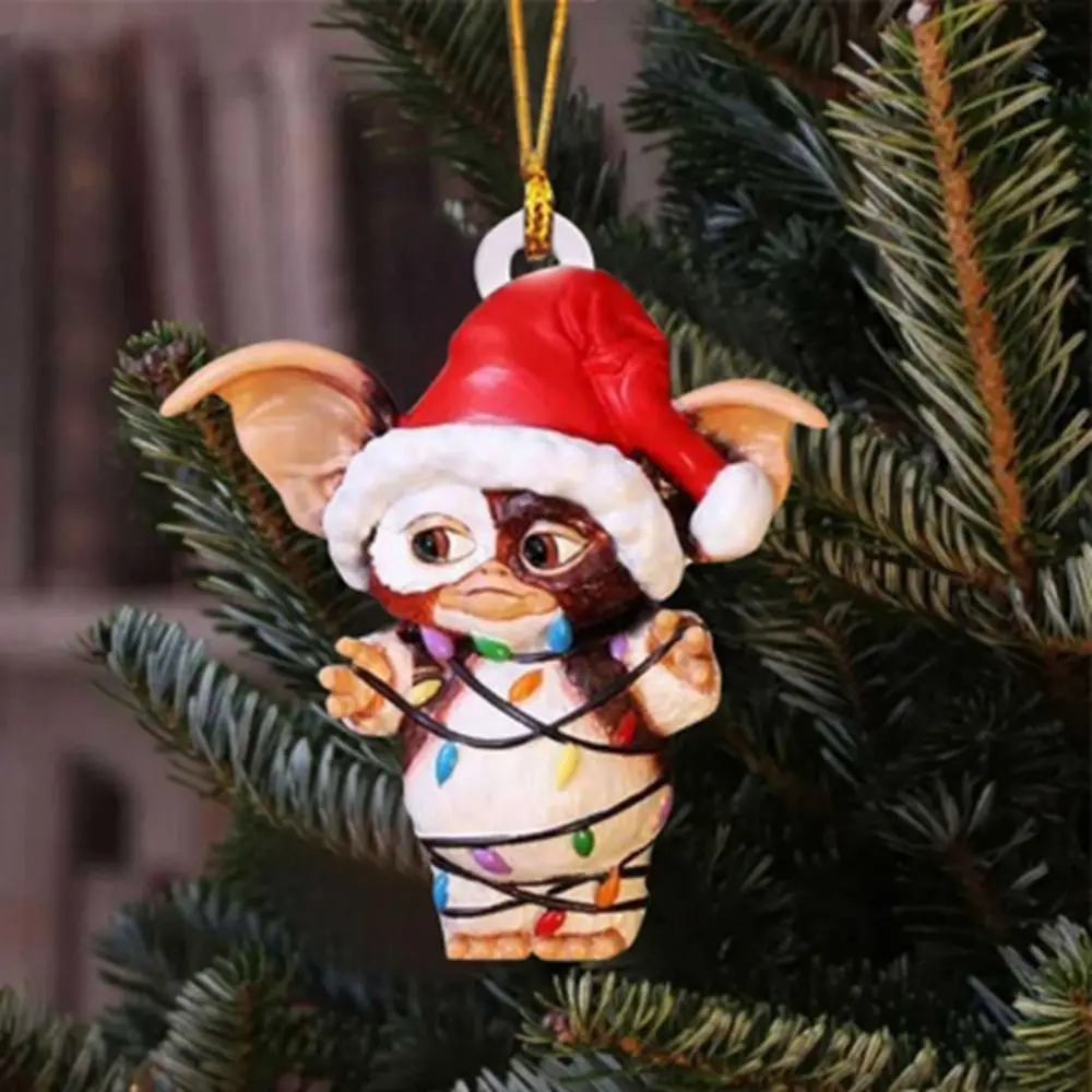 Ornamenti 2D Gremlins Cappello da Babbo Natale Calzini Cane Acrilico Gremlins Gizmo Drago Volante Appeso Albero di Natale Pendenti Vacanza