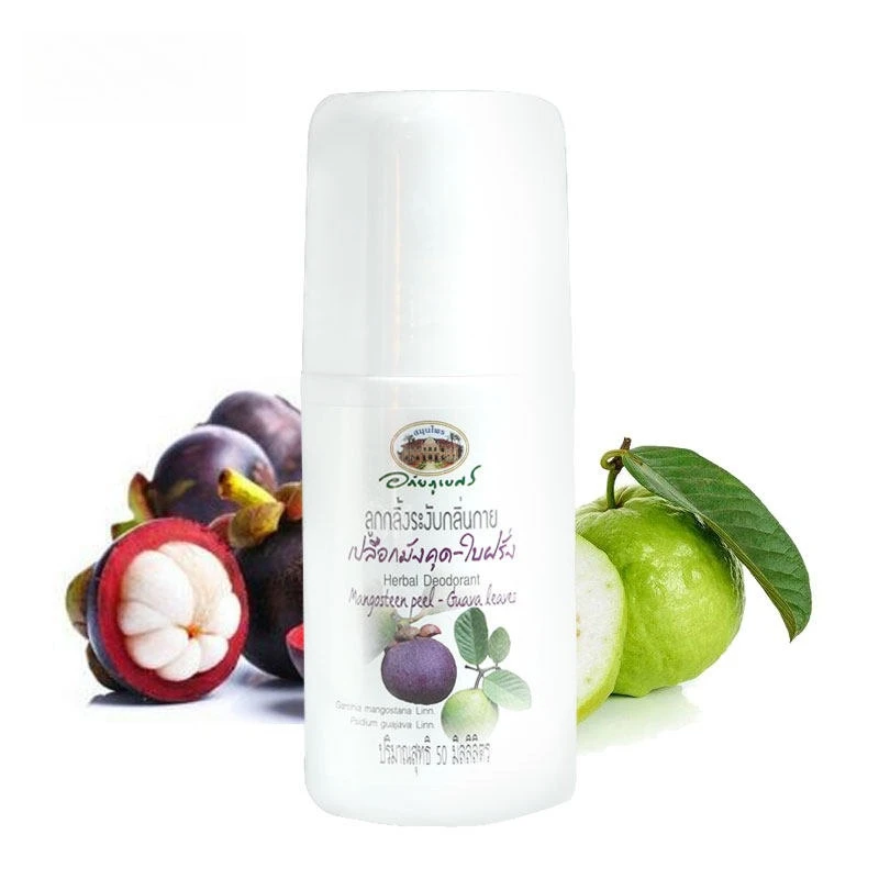 Thai Deodorant with Mangosteen Peel & Guava Leaf, Underarm Odor & Sweat Control Roll-On 50ml, Natural Formula