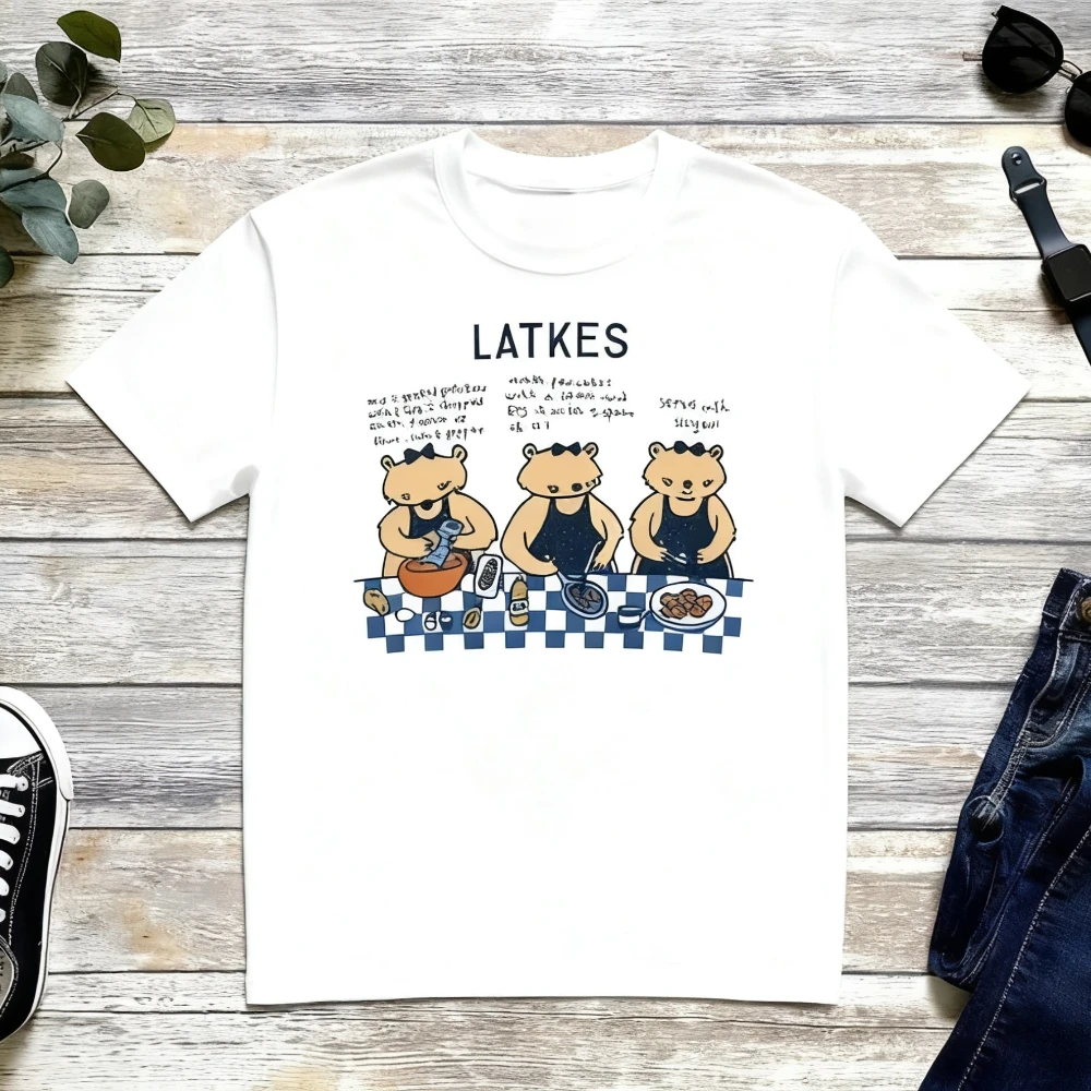 

Забавный свитшот с круглым вырезом с защелками, футболка с милым медведем на Хануку, еврейский праздничный подарок, женская хлопковая футболка, одежда для вечеринок на Хануку