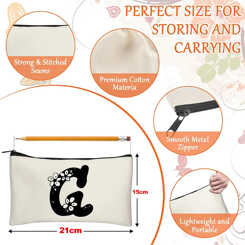 Black English 26 letter Makeup Bag for Women, Portable Large Capacity Travel Skincare Storage Bag, Convenient Toilet Bag