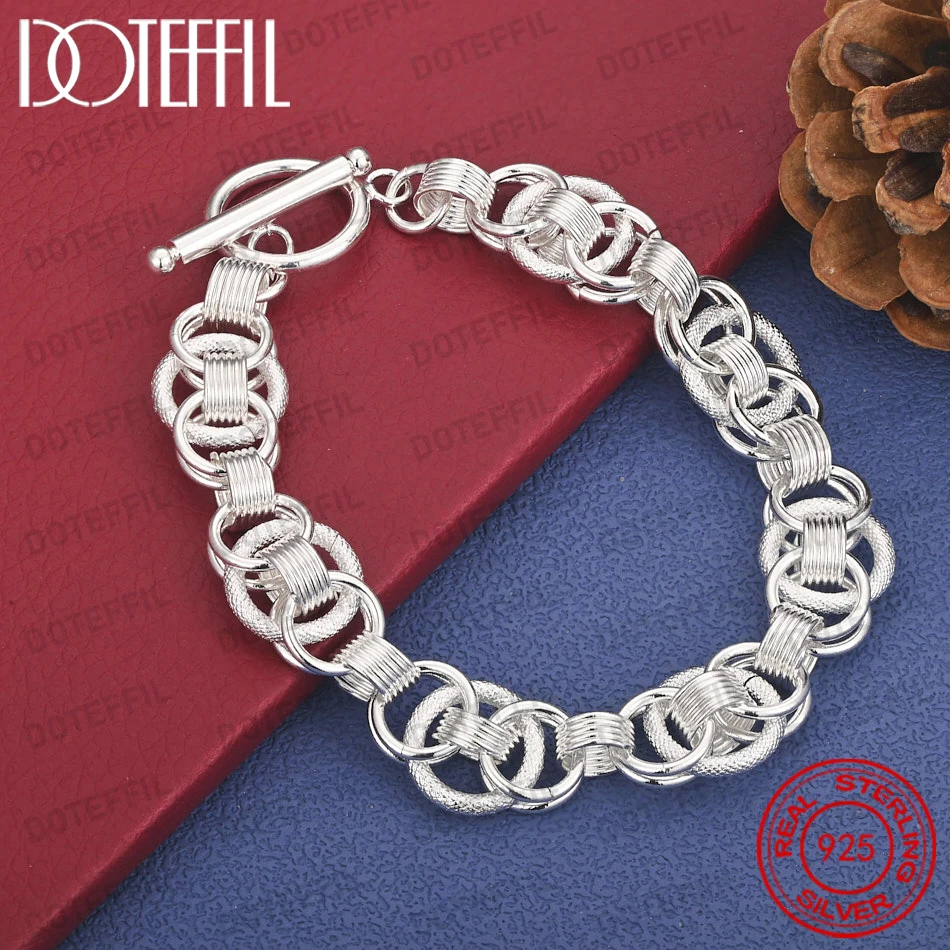 925 Sterling Silver 8-inch Delicate Braided Multi-Loop Bracelet for Men and Women, Fashionable Wedding Gift, Party Jewelry