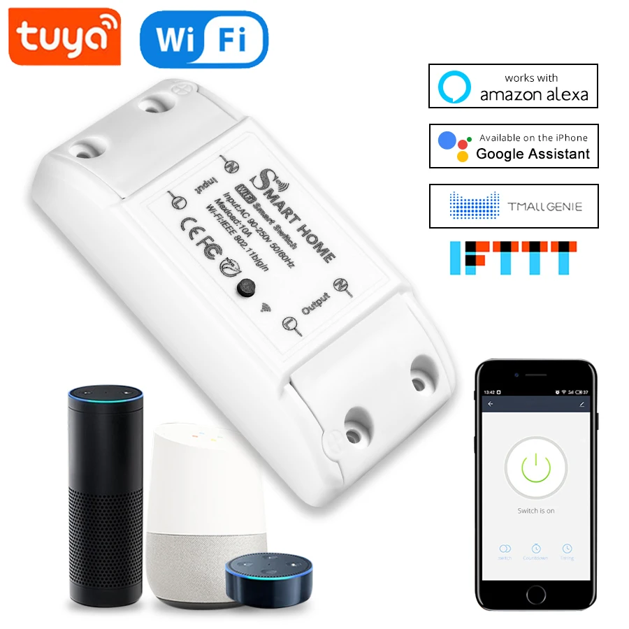 

WiFi Tuya Smart Switch Smart Home DIY Wireless Switch Relay Universal Breaker APP Remote Voice Control Alexa Google Home