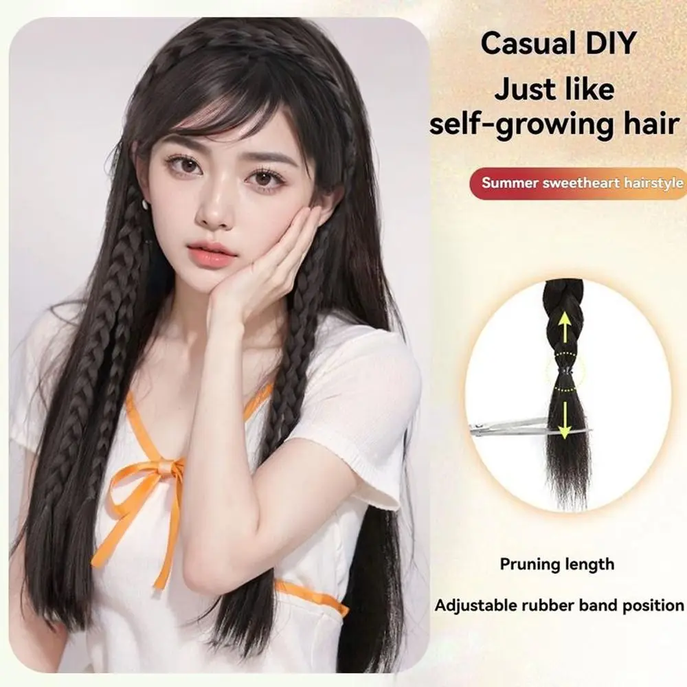 

1Pcs Durable Ponytail Wig Headband Long Braid Synthetic Hair Wig Piece 45cm Wig Braid Party Styling Accessories