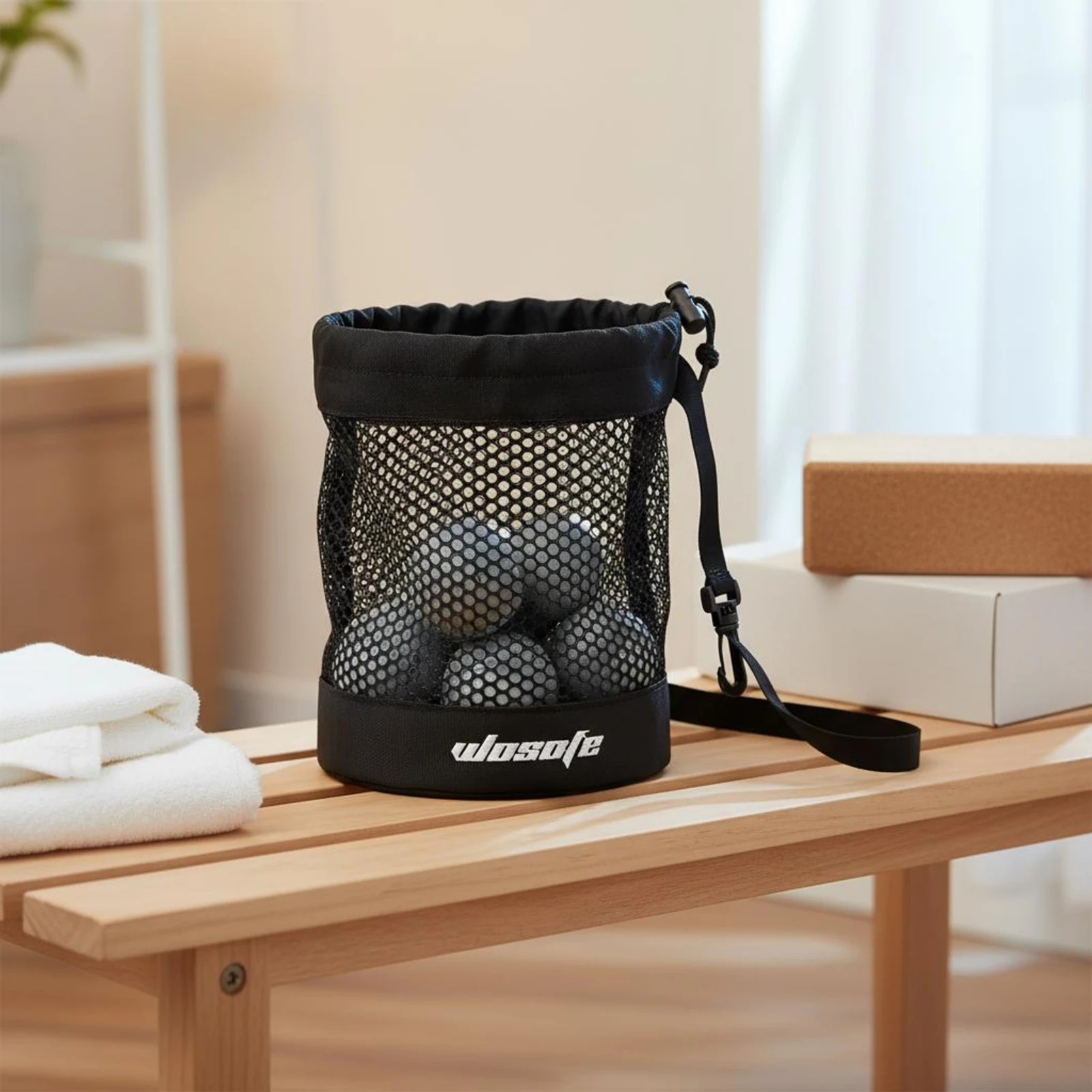 Drawstring Mesh Ball Bag Lightweight Mesh Ball Bag Clip Strap Textile Trim
