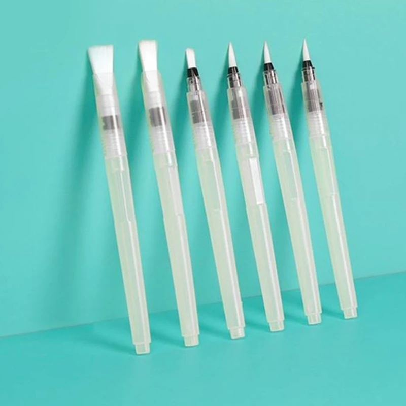 6Pcs Watercolour Brush Pen for Beginner Watercolour Gouache Painting Lettering, Painting Water Brush Pen, Flat/Point Tip