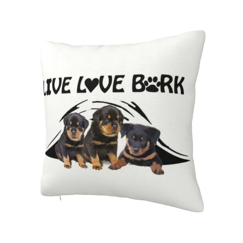 Live Love Bark Rottweiler Puppies Cushion Covers Animal Dog Velvet Cute Pillow Case for Car Sofa