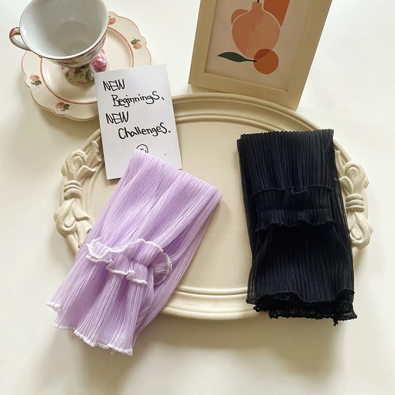 Mùa Hè Dài Fingerless Gloves Nữ Ice Silk Chống Nắng Tay Găng Tay Voan Mỏng Ren Cánh Tay Nữ Tay Lái Xe Găng Tay Xe Đạp