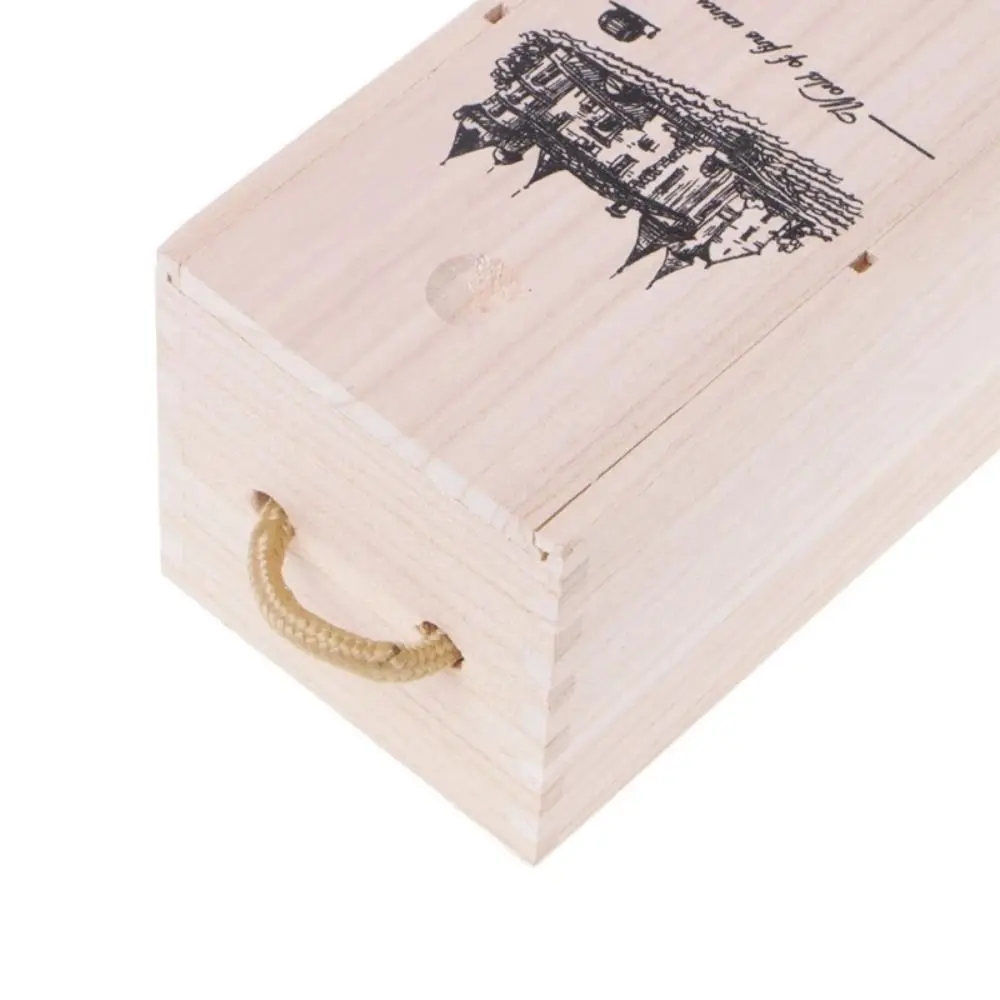 Creative Drawable Wooden Wine Box with Rope Handle Sun-proof Red Wine Packing Box Classic Fixed Pallet Wine Storage Box Gift