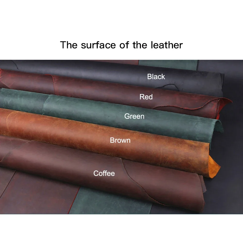 Full grain Oil tanned Crazy horse Cowhide 1.2mm/1.6mm/2.0mm Genuine Leather Craft Diy Material retro Pull Up Style Handmade Art