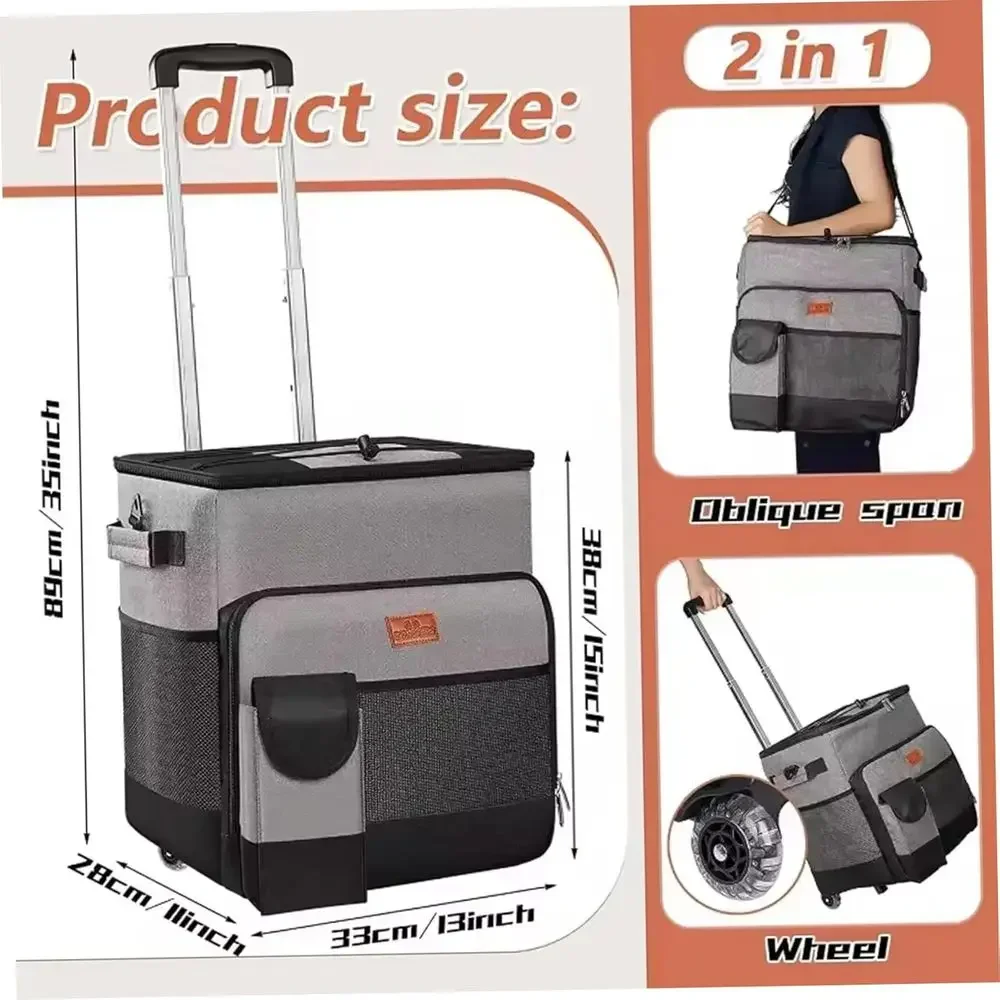 Portable 35L Waterproof Rolling Cooler with Wheels for Camping and Shopping view 3