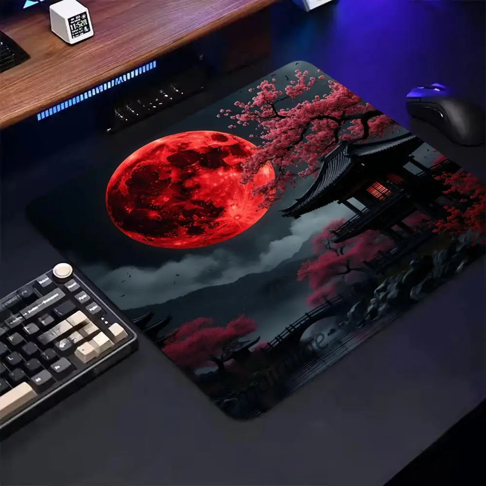 Alas Mouse Seni Pemandangan Bulan 40X45Cm Alas Meja Permainan Kantor Komputer Persegi Besar Alas Mouse Karet Anti Selip Alas Meja Dekorasi Kecil