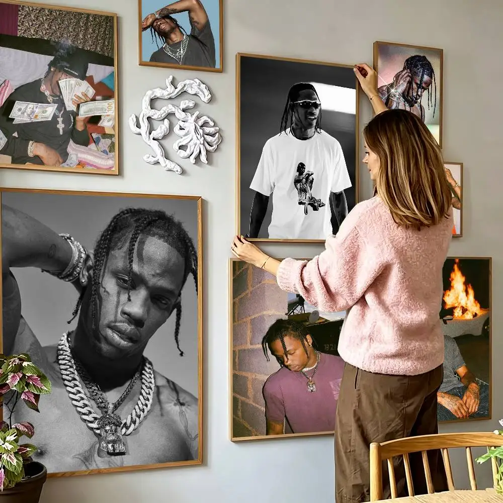 Popular Rapper T-Travis Scott  Poster High Quality Dorm Living Room Aesthetic Wall Decoration Painting Stickers Gift