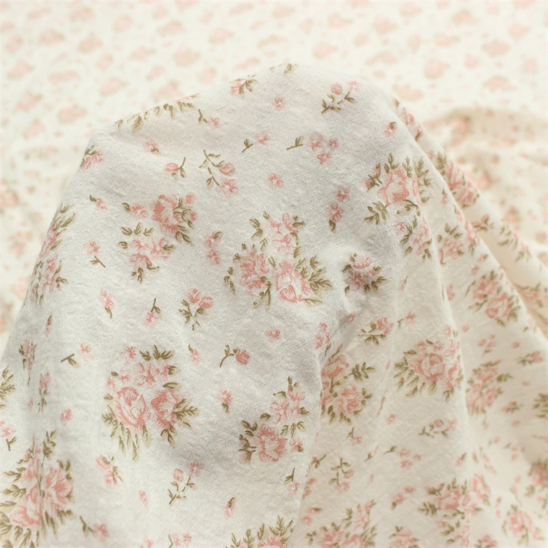 140X45cm Thin Cotton Blend Fabric Floral Printing Pastoral Style Soft  Breathable Feel DIY Children\'s Shirt Skirt Home Clothing