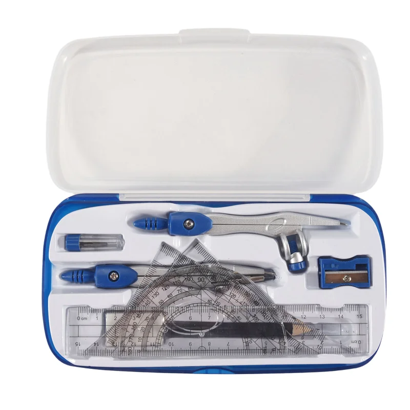 YSS-10 Piece Math Geometry Kit Sets Student Supplies For Drafting And Drawings With Shatterproof Storage Box